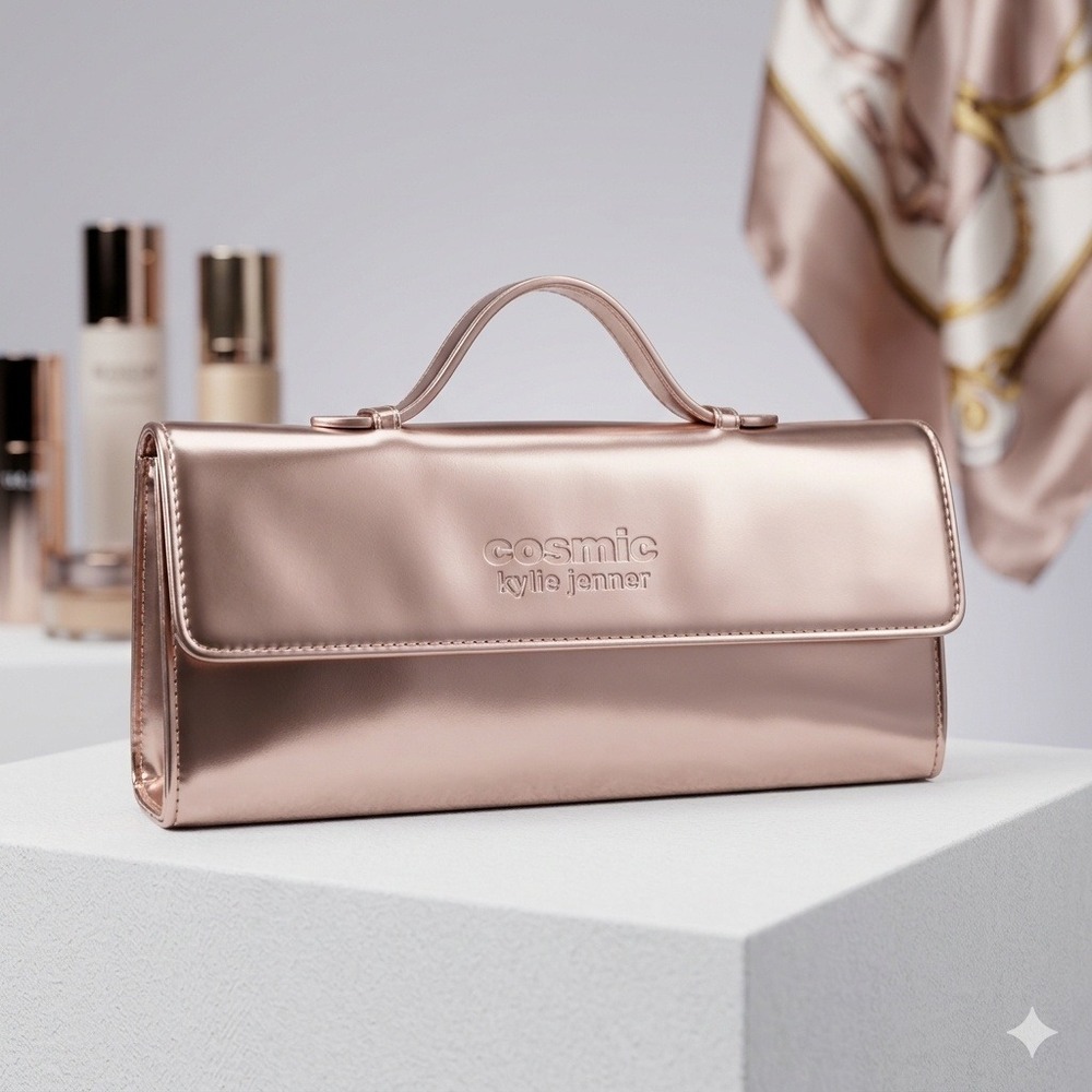 Kylie Jenner Cosmic Metallic Top-Handle Clutch‎ Radiant Evening Bag